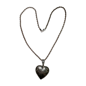 Vintage Sterling Silver Heart Pendant 18.in